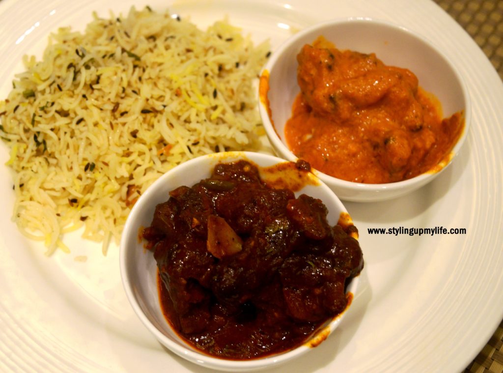 Jeera rice, Choosa Khas Makhni, Bhuna mutton Four Points by Sheraton